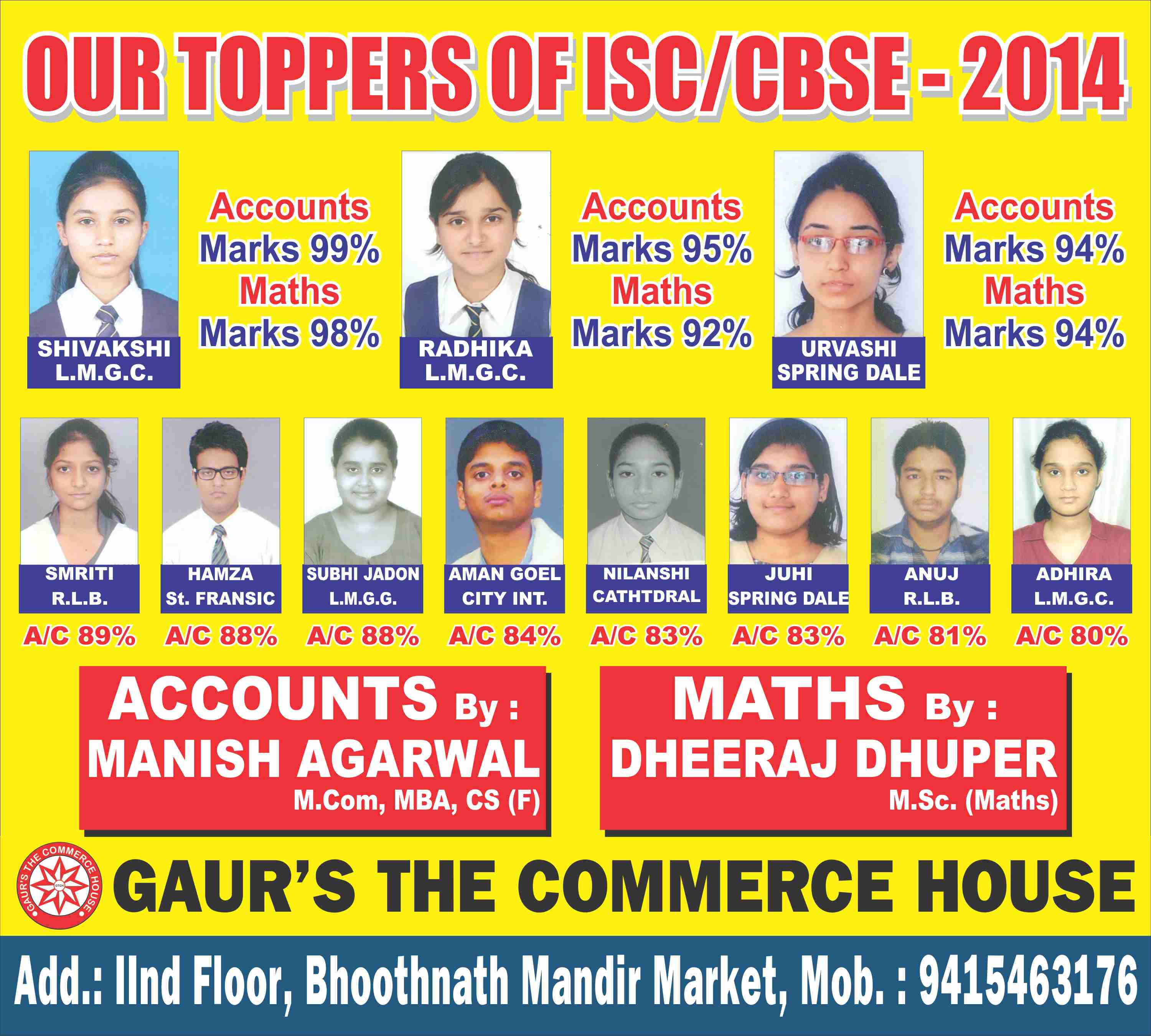Our Toppers of ISC/CBSE 2014